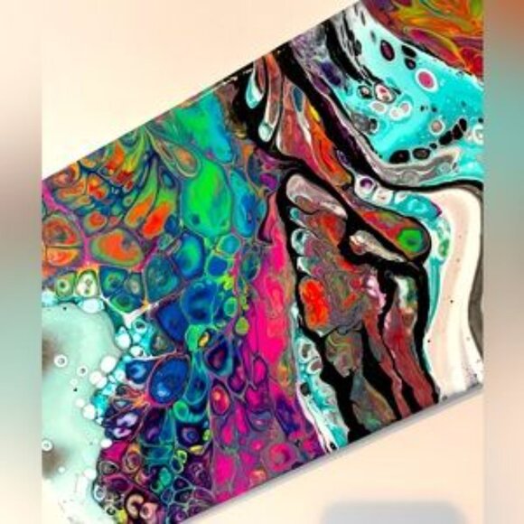 Original Acrylic “Rainbow Rivers” Painting Wall Art - Picture 2 of 5